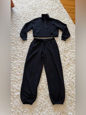 Selling as set!! Athleta Black Waffle-Knit Joggers